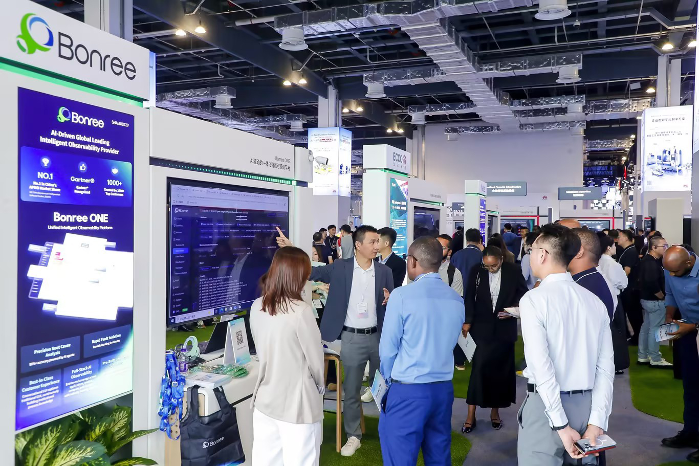 ecosystem partners, and industry innovators from around the world to explore how AI is converging with digital industries. As a partner in Huawei's Financial Inclusion Program and a Huawei-certified solution development partner, Bonree Data (SSE: 688229) took an active role at this year's conference, introducing the Application Observability Agentic AIOps Appliance, developed jointly with Huawei — a solution that showcases how AI-native observability technology drives intelligent transformation across industries.



Global Conversations: Exploring AI-Native Observability and Intelligent Operations with Technology Leaders Worldwide

Throughout the conference, Bonree showcased how the Bonree ONE platform delivers AI-powered observability for complex global IT environments, spanning demanding operational scenarios across finance, telecommunications, internet, and other industries — helping enterprises worldwide advance toward intelligent operations.



The conference drew technical decision-makers from a wide range of international markets. CIOs, CTOs, and other senior leaders from financial institutions, telecom operators, and system integrators in Thailand, Turkey, Nigeria, Kenya, Oman, Singapore, and beyond engaged in in-depth discussions with the Bonree team on AI agent deployment, software-hardware co-designed operations architectures, and building intelligent operations ecosystems — with several conversations resulting in preliminary partnership interest. Spanning Southeast Asia, the Middle East, and Africa, these discussions underscore the strong global demand for AI-native observability and agentic AIOps solutions.